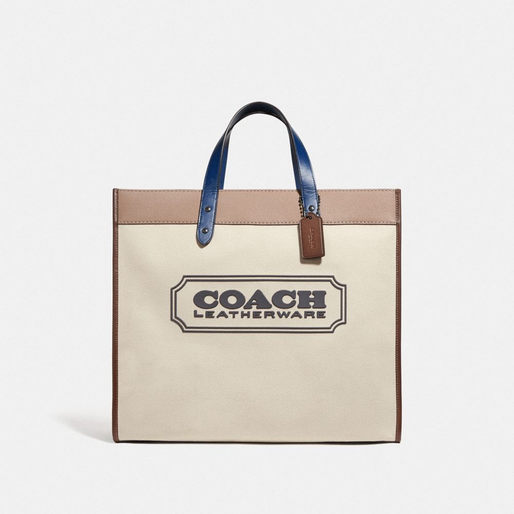 COACH C3799 Field Tote 40 With Coach Badge In Organic Cotton Canvas JI/NATURAL MULTI