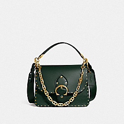 COACH C3838 Beat Shoulder Bag With Rivets BRASS/AMAZON GREEN