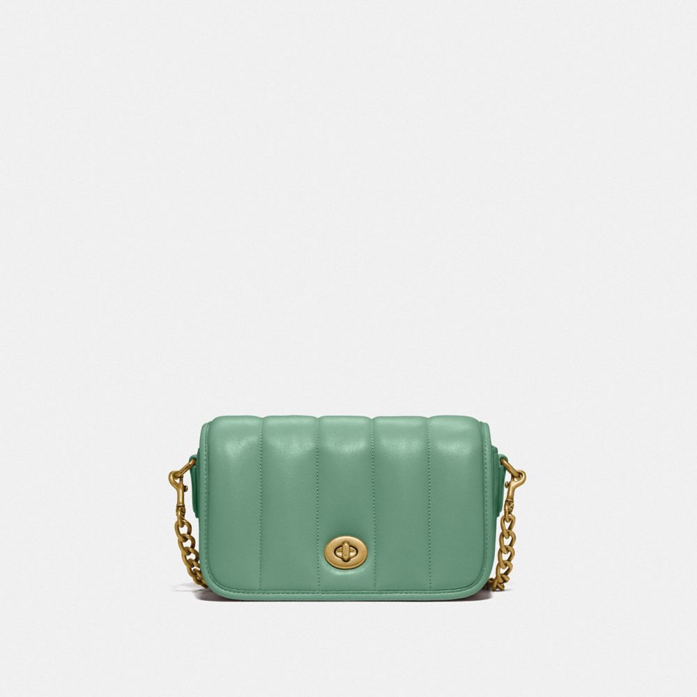 COACH C3843 - DINKY 18 WITH QUILTING - BRASS/WASHED GREEN | COACH NEW ...