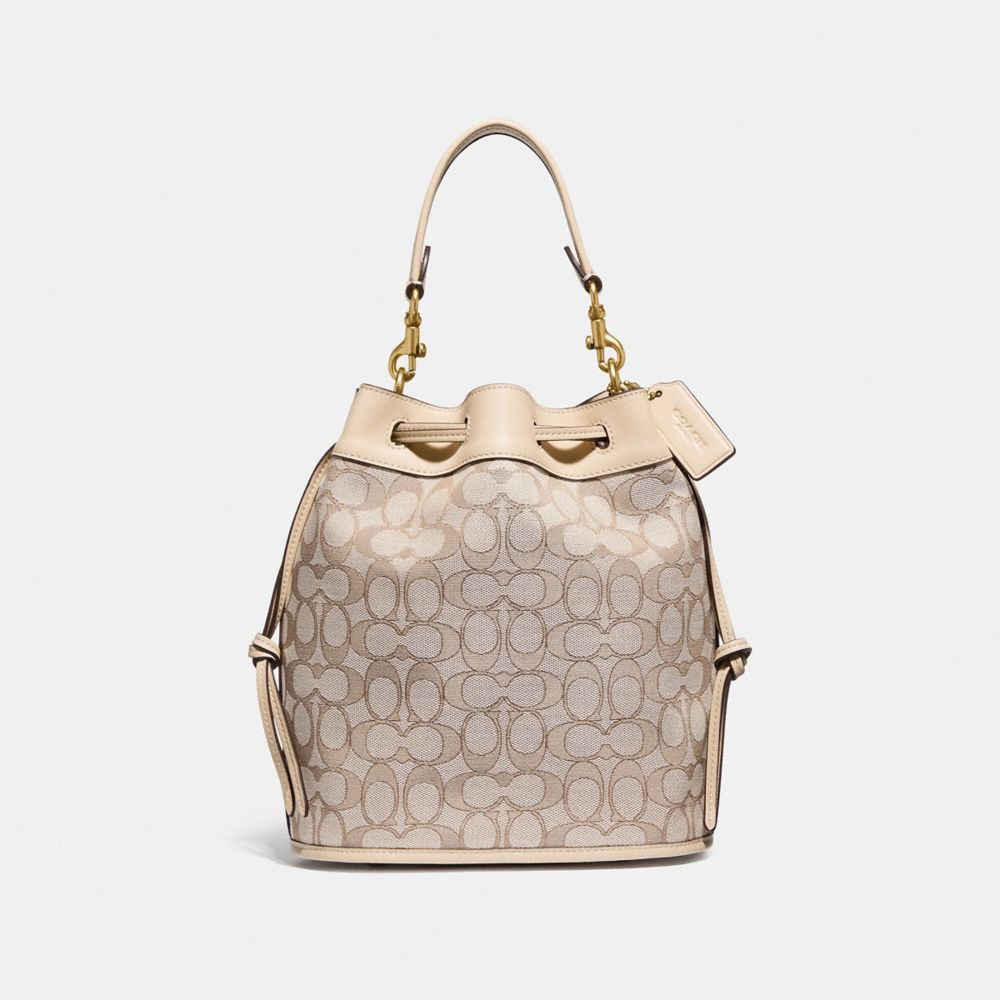 COACH C3853 Field Bucket Bag In Signature Jacquard BRASS/STONE-IVORY