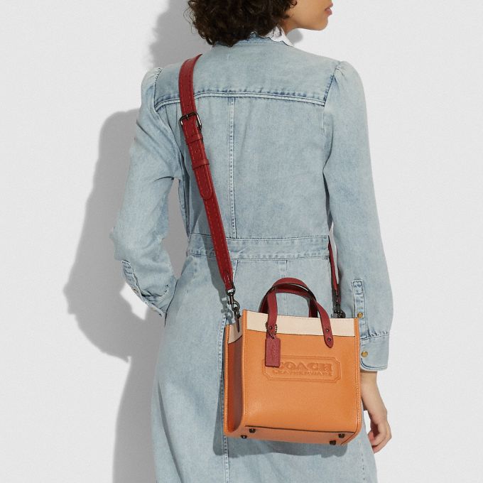 Coach Official Site Official Page Field Tote 22 In Colorblock With Coach Badge And Whipstitch