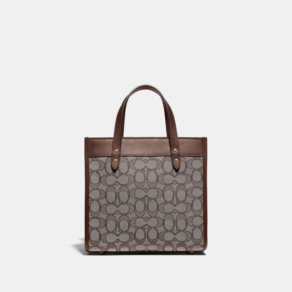 COACH Field Tote 22 In Signature Jacquard - BRASS/OAK MAPLE - C3865