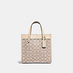Field Tote 22 In Signature Jacquard - C3865 - BRASS/STONE IVORY