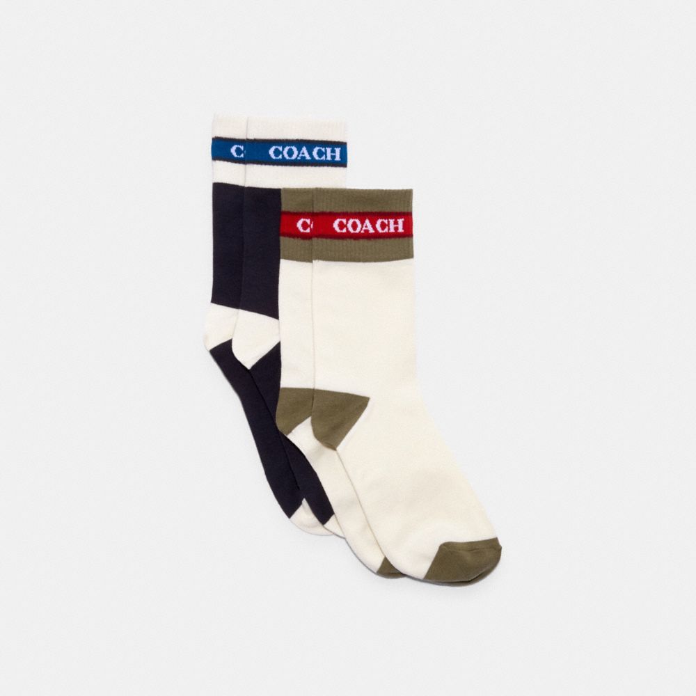 COACH C3913 COLORBLOCK SOCKS PACK NAVY AND WHITE