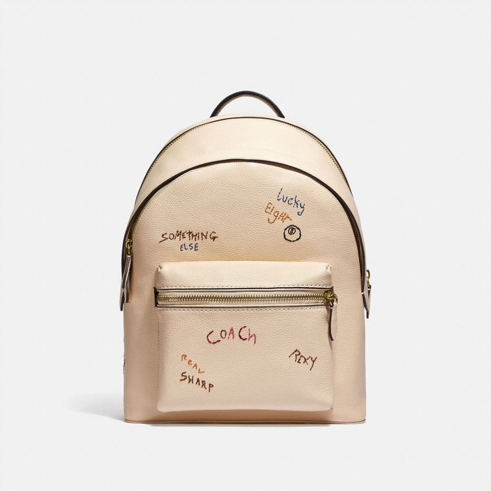 COACH C3944 - Charter Backpack With Embroidery BRASS/IVORY MULTI