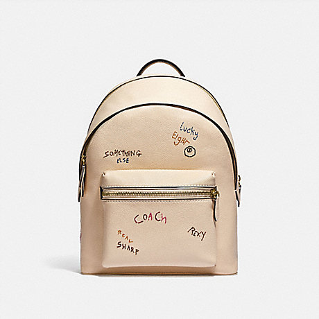 COACH C3944 Charter Backpack With Embroidery BRASS/IVORY-MULTI