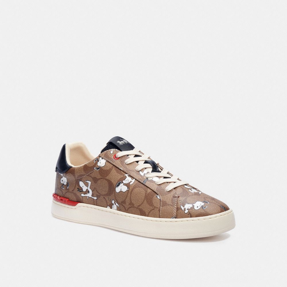 COACH X PEANUTS CLIP LOW TOP SNEAKER WITH SNOOPY PRINT - C3952 - KHAKI