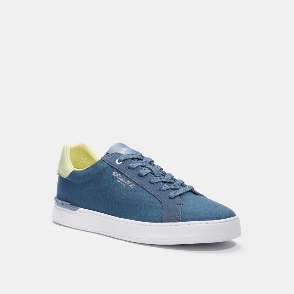 COACH C3953 Clip Low Top Sneaker BLUE QUARTZ PALE LIME