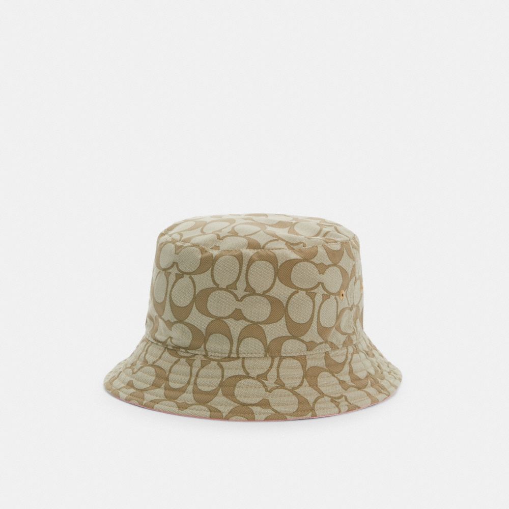 SIGNATURE BUCKET HAT - KHAKI/PINK - COACH C3999