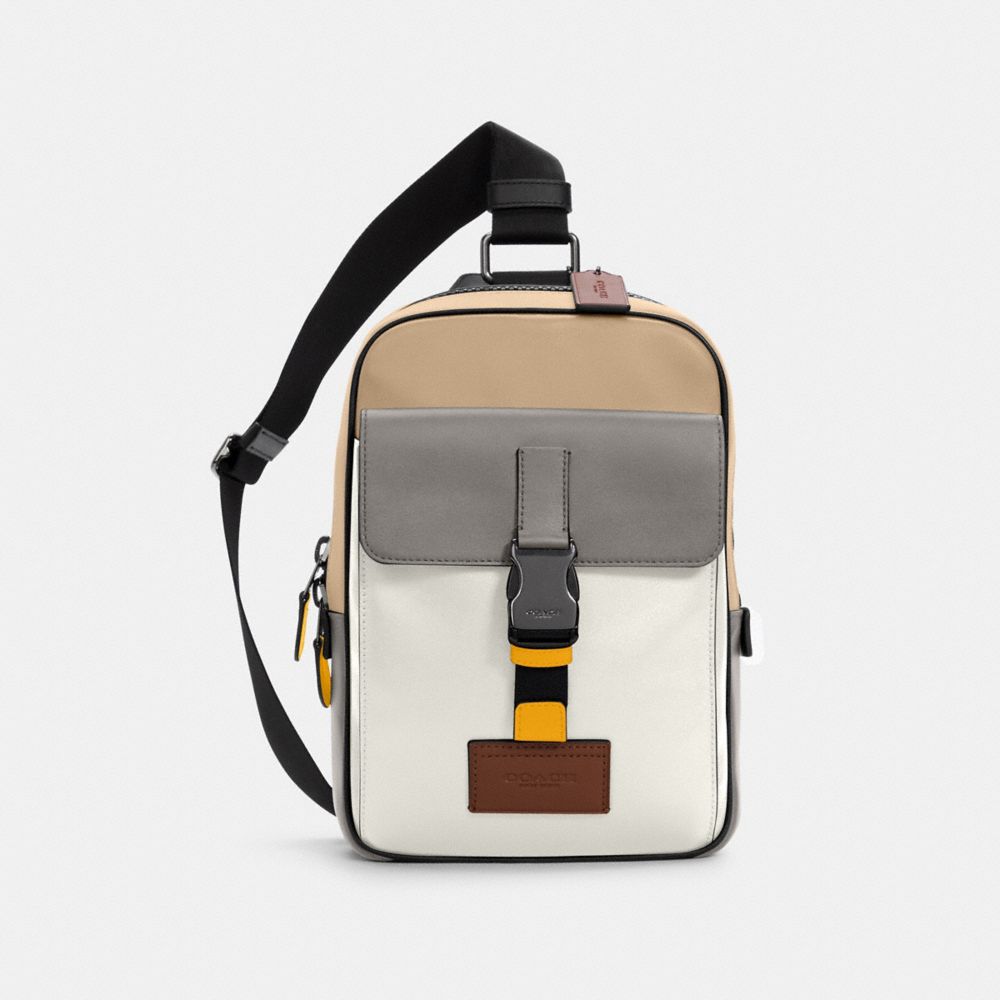 COACH TRACK PACK IN COLORBLOCK - QB/CHALK LIGHT GRAVEL - C4018