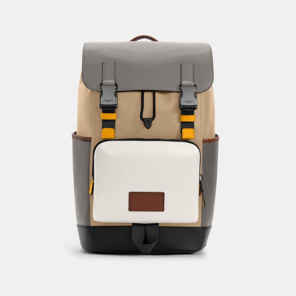 COACH C4019 TRACK BACKPACK IN COLORBLOCK QB/CHALK-LIGHT-GRAVEL