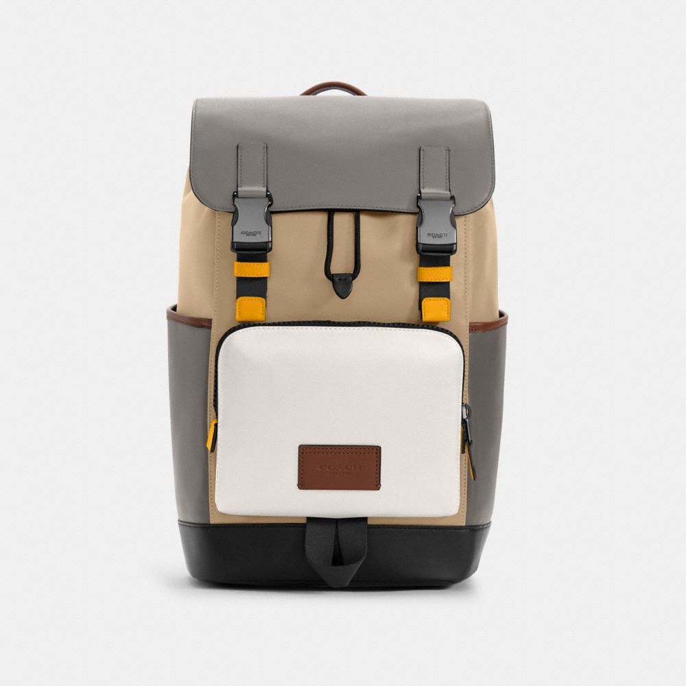 COACH C4019 TRACK BACKPACK IN COLORBLOCK QB/CHALK LIGHT GRAVEL