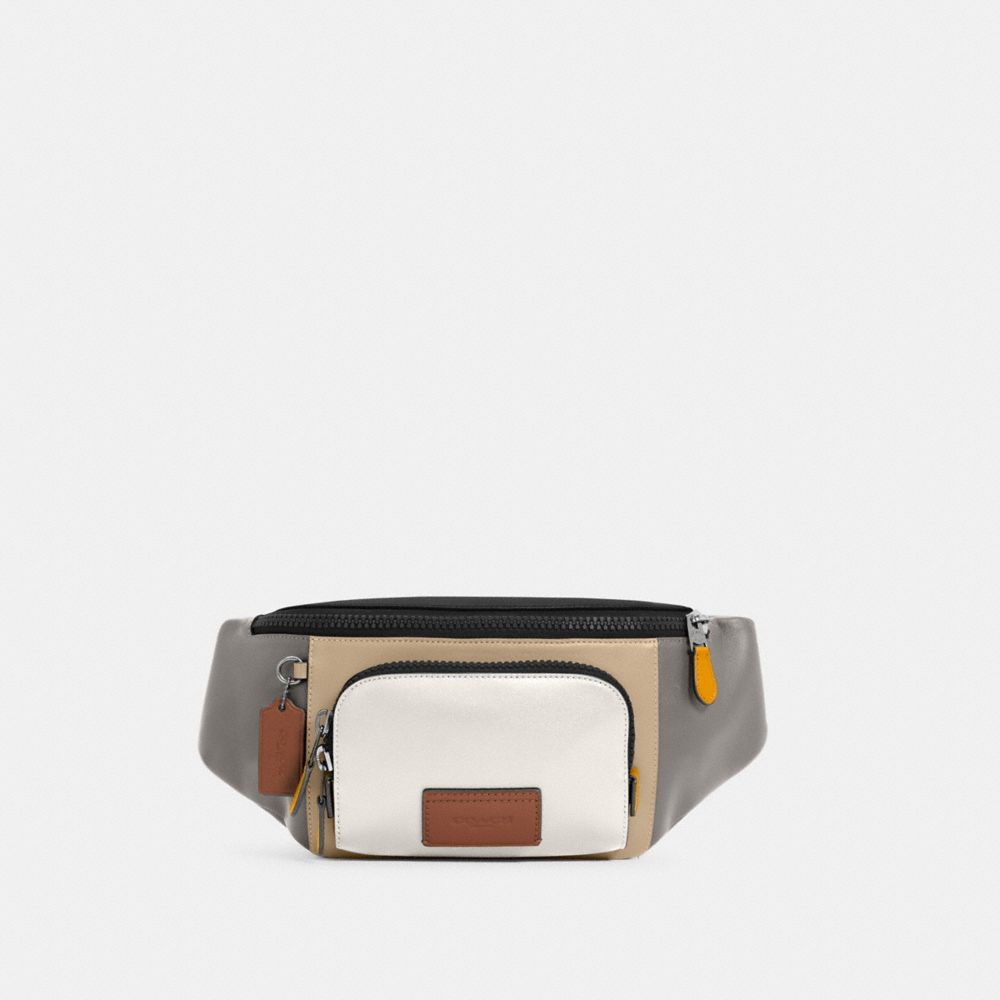 COACH C4022 Track Belt Bag In Colorblock QB/CHALK LIGHT GRAVEL