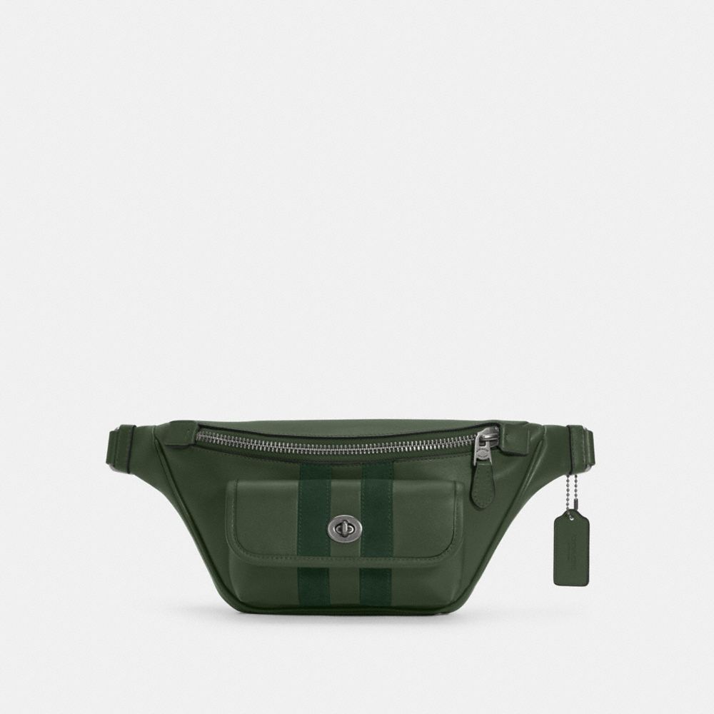 COACH C4033 Heritage Belt Bag With Stripe V5/DARK CLOVER
