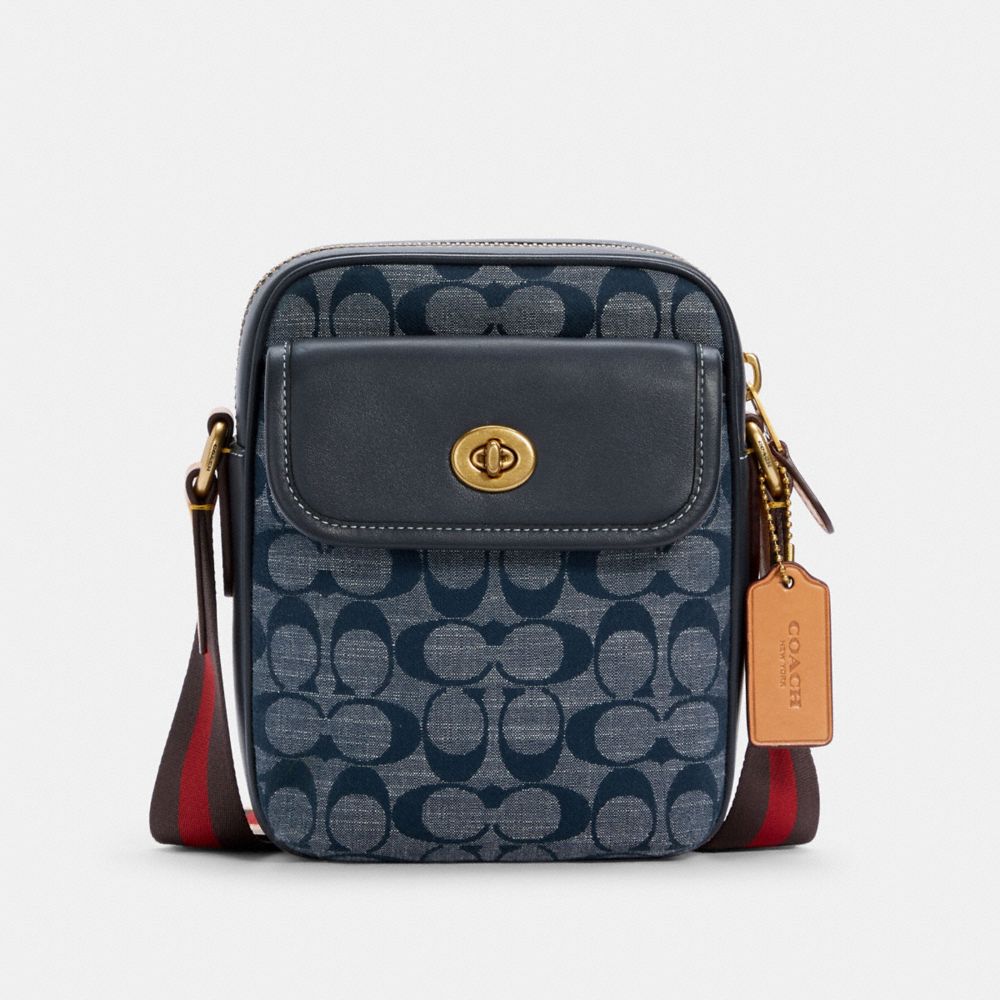 COACH HERITAGE CROSSBODY IN SIGNATURE CHAMBRAY - B4/DENIM - C4034