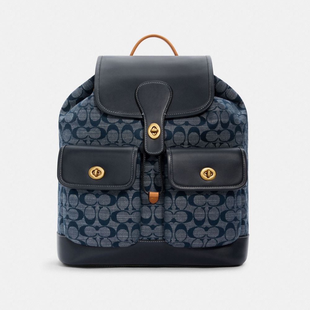 COACH C4037 HERITAGE BACKPACK IN SIGNATURE CHAMBRAY B4/DENIM