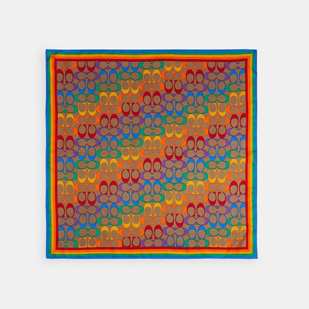 RAINBOW SIGNATURE BANDANA - MULTI/KHAKI - COACH C4045