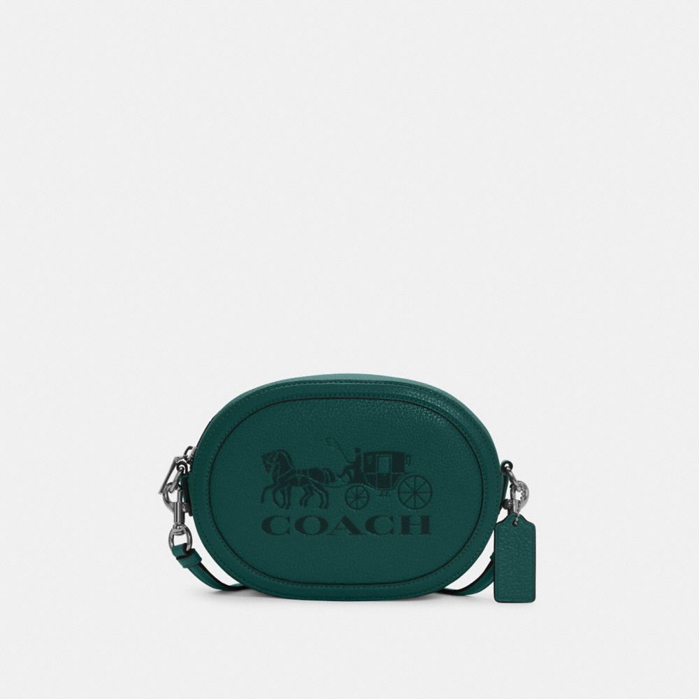 COACH Camera Bag With Horse And Carriage - GUNMETAL/FOREST - C4056