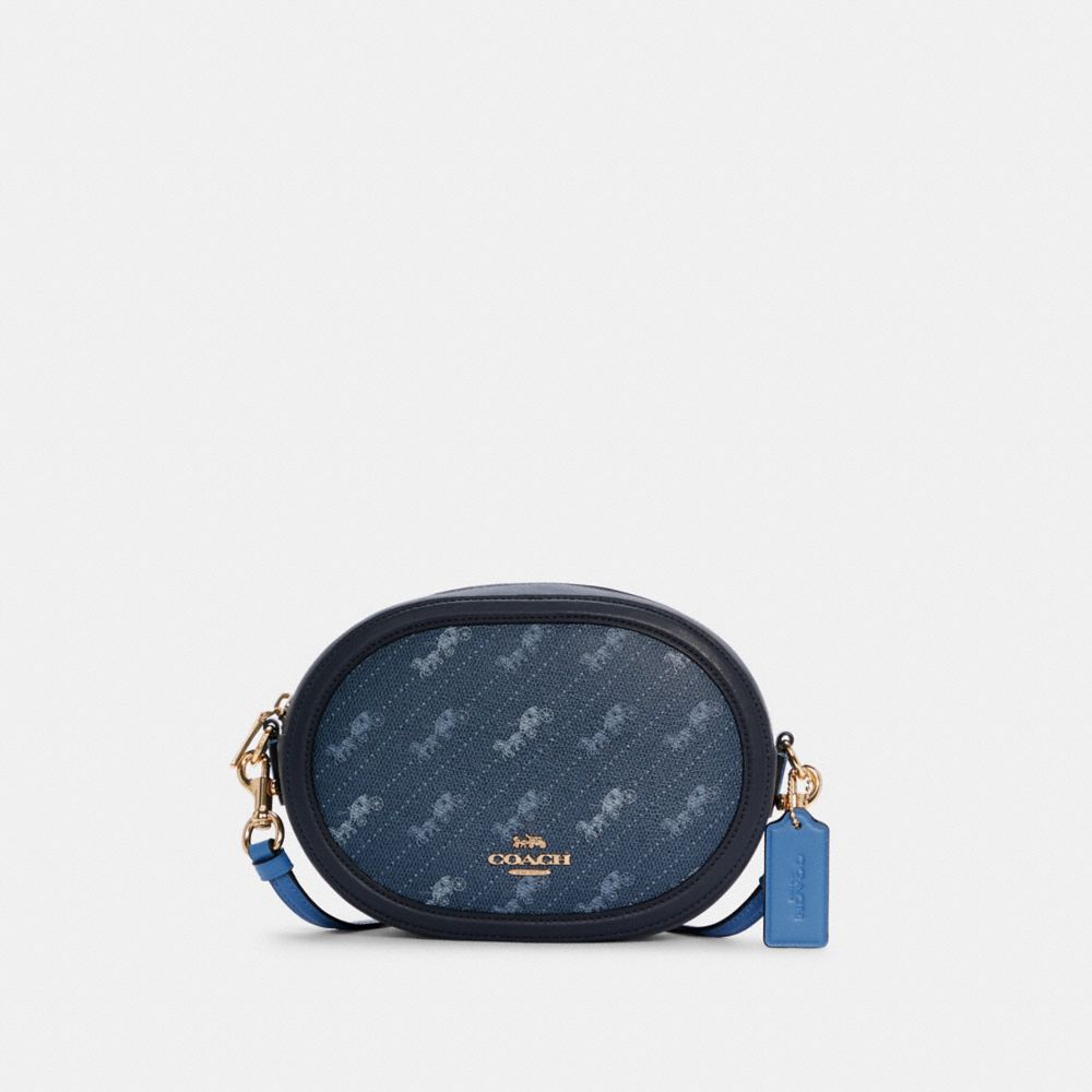 COACH C4057 CAMERA BAG WITH HORSE AND CARRIAGE DOT PRINT IM/DENIM