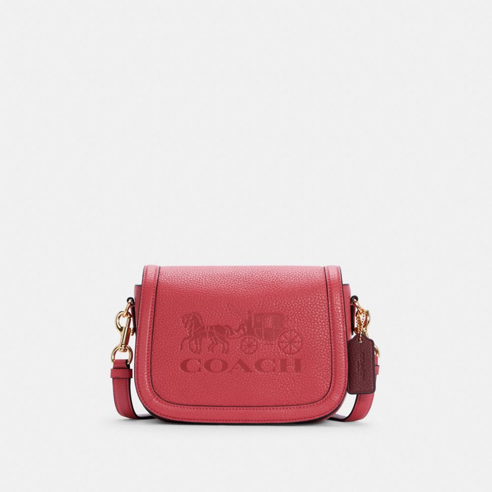 SADDLE BAG WITH HORSE AND CARRIAGE - C4058 - IM/POPPY/VINTAGE MAUVE