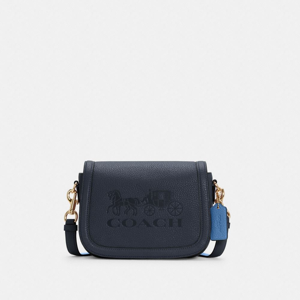 SADDLE BAG WITH HORSE AND CARRIAGE - IM/MIDNIGHT/SKY BLUE - COACH C4058