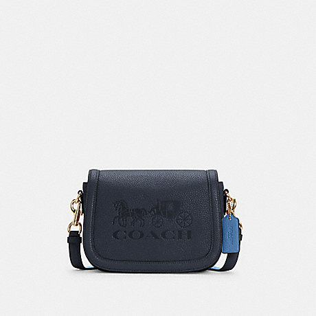 COACH C4058 SADDLE BAG WITH HORSE AND CARRIAGE IM/MIDNIGHT/SKY-BLUE