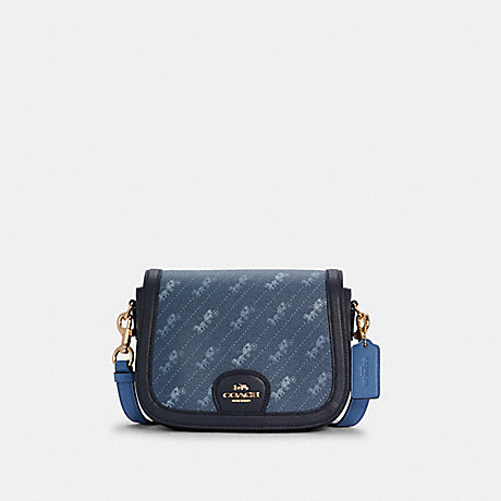 COACH SADDLE BAG WITH HORSE AND CARRIAGE DOT PRINT - IM/DENIM - C4059