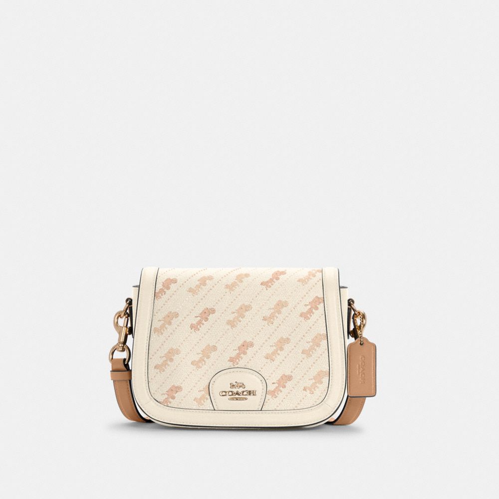 SADDLE BAG WITH HORSE AND CARRIAGE DOT PRINT - C4059 - IM/CREAM