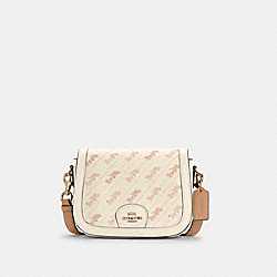 SADDLE BAG WITH HORSE AND CARRIAGE DOT PRINT - C4059 - IM/CREAM