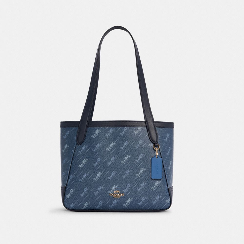 HORSE AND CARRIAGE TOTE 27 WITH HORSE AND CARRIAGE DOT PRINT - C4060 - IM/DENIM