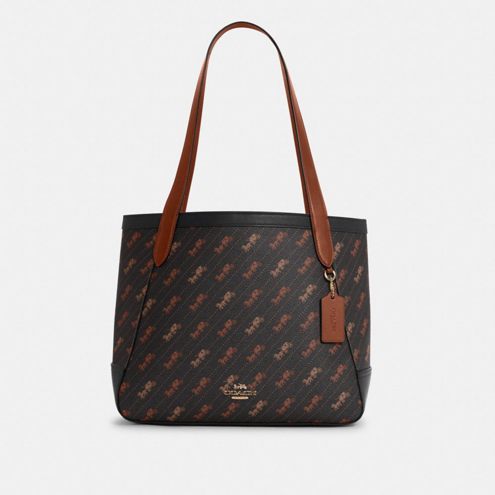 HORSE AND CARRIAGE TOTE WITH HORSE AND CARRIAGE DOT PRINT - IM/BLACK - COACH C4061