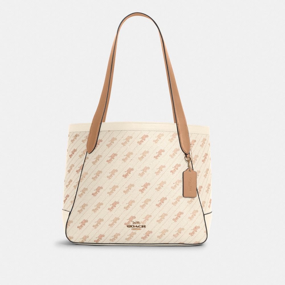 HORSE AND CARRIAGE TOTE WITH HORSE AND CARRIAGE DOT PRINT - C4061 - IM/CREAM