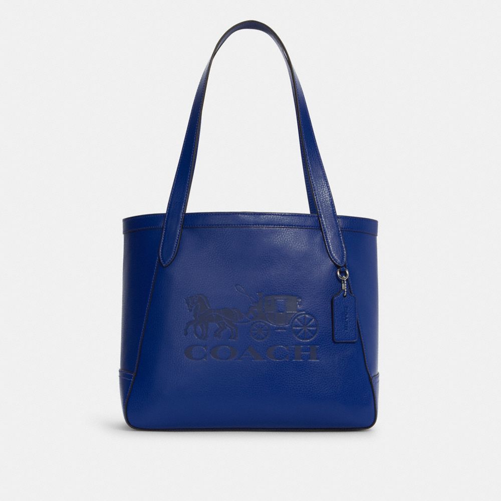 Tote With Horse And Carriage - C4063 - SILVER/SPORT BLUE