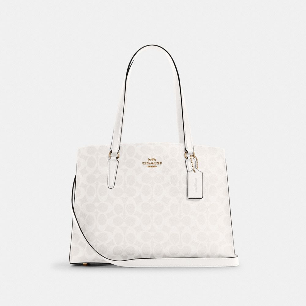 COACH TATUM CARRYALL IN SIGNATURE CANVAS - IM/CHALK/GLACIERWHITE - C4075