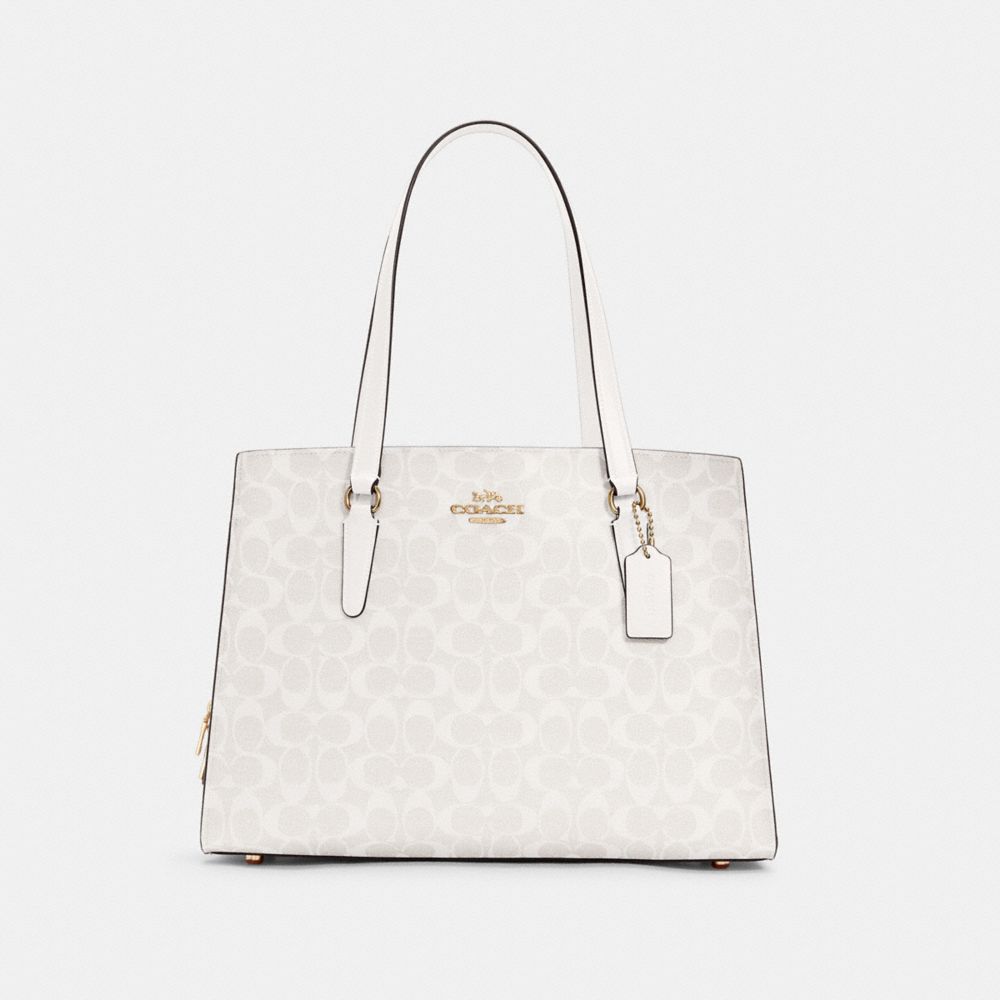 COACH TATUM CARRYALL 40 IN SIGNATURE CANVAS - IM/CHALK/GLACIERWHITE - C4076