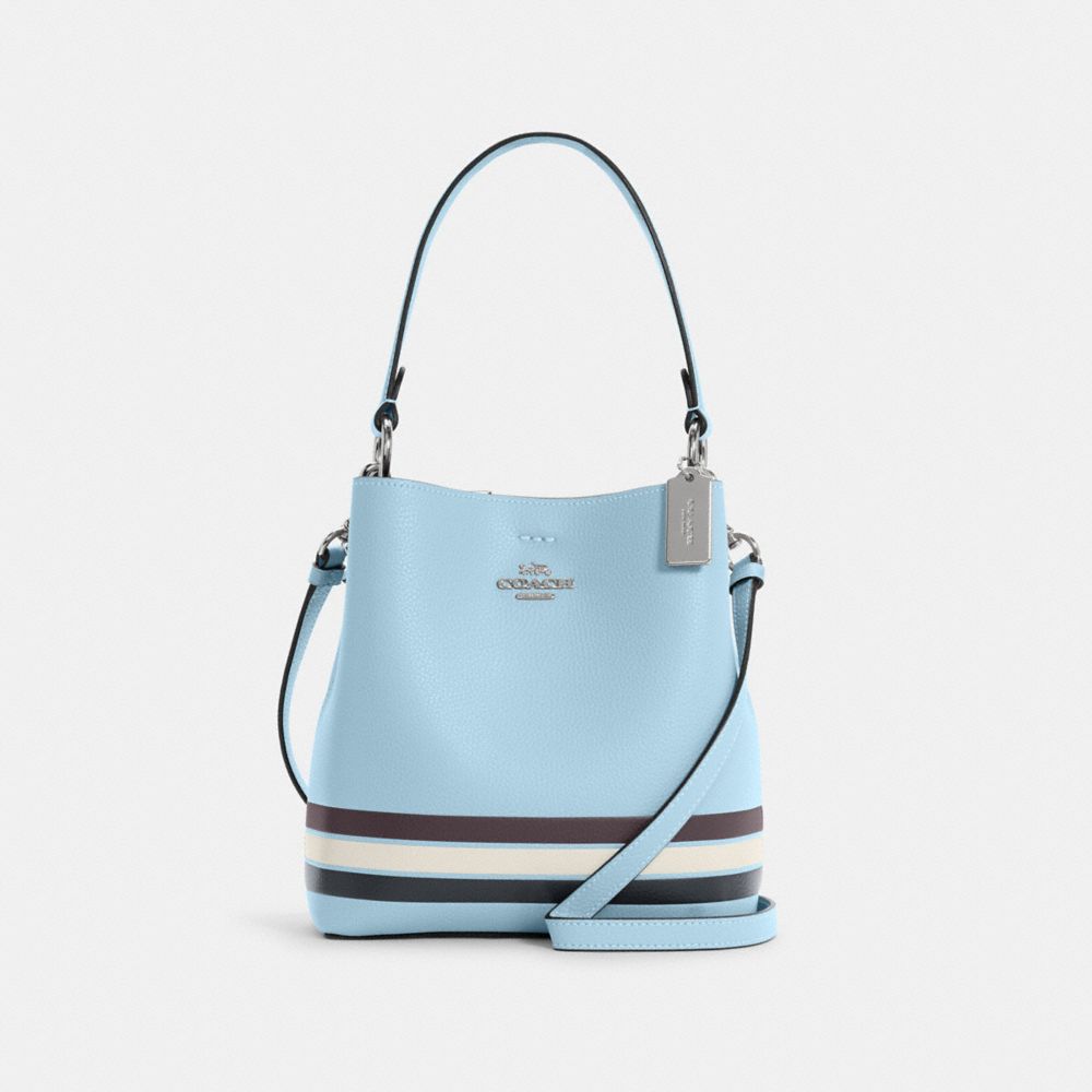 SMALL TOWN BUCKET BAG IN COLORBLOCK WITH STRIPE - SV/WATERFALL MIDNIGHT MULTI - COACH C4080