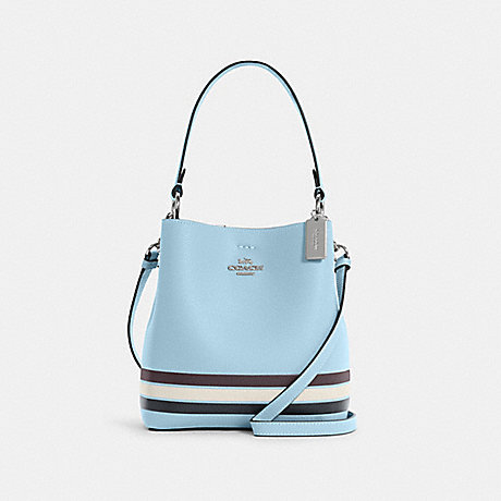 COACH C4080 SMALL TOWN BUCKET BAG IN COLORBLOCK WITH STRIPE SV/WATERFALL-MIDNIGHT-MULTI