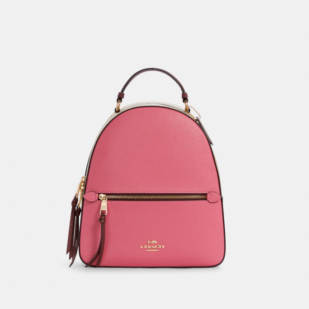 JORDYN BACKPACK IN COLORBLOCK SIGNATURE CANVAS - C4082 - IM/CONFETTI PINK MANGO MULTI