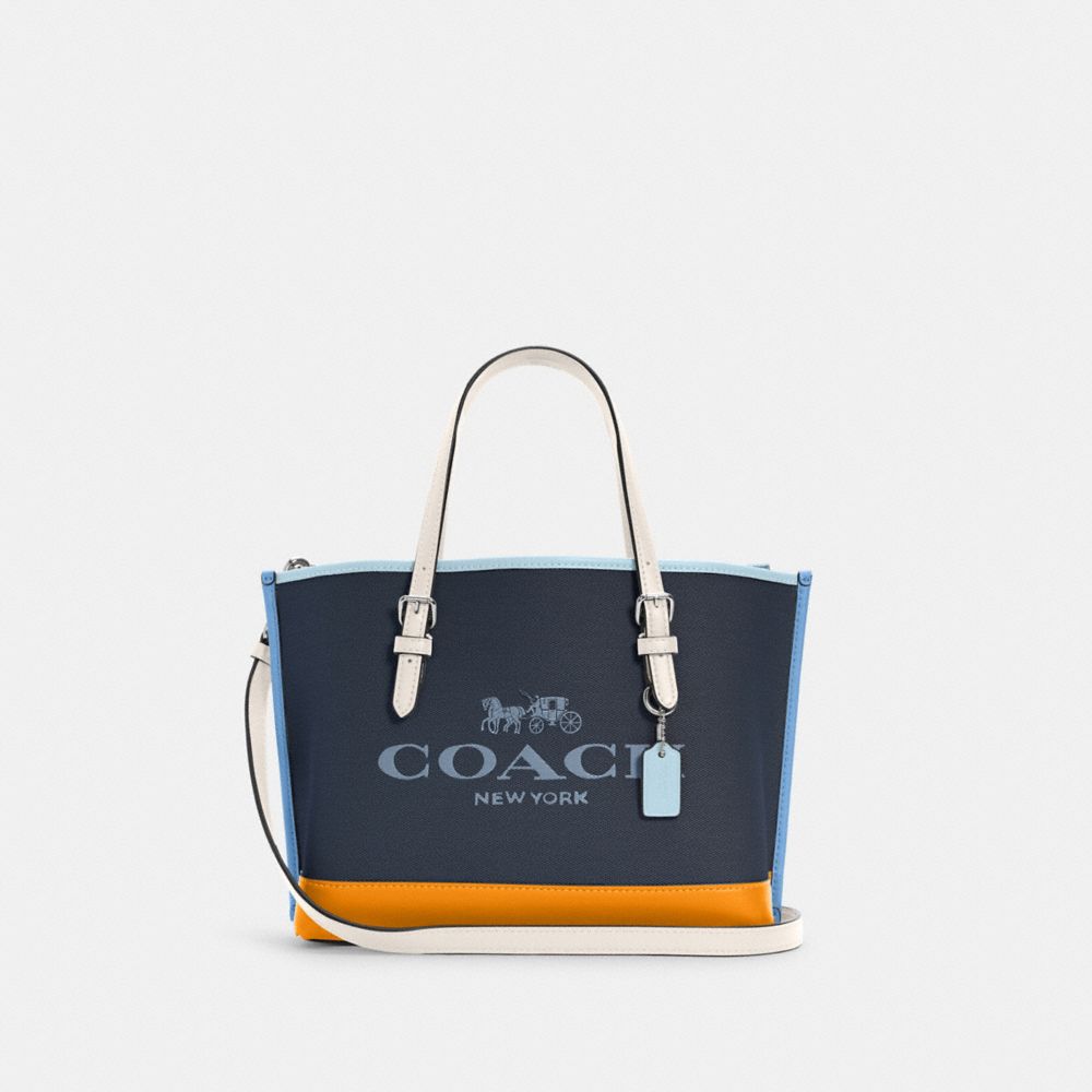 COACH MOLLIE TOTE 25 IN COLORBLOCK - SV/DENIM/OCHRE MULTI - C4085