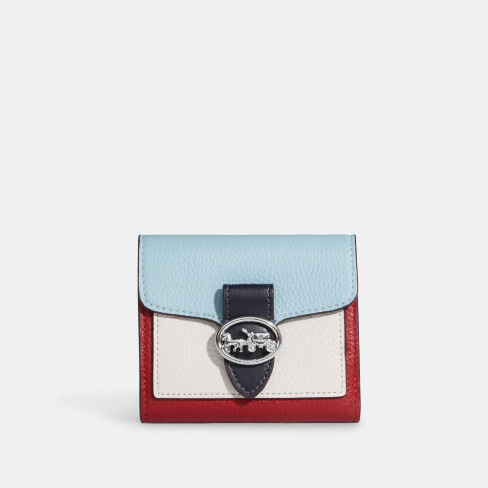 COACH C4089 Georgie Small Wallet In Colorblock SILVER/CHALK MULTI