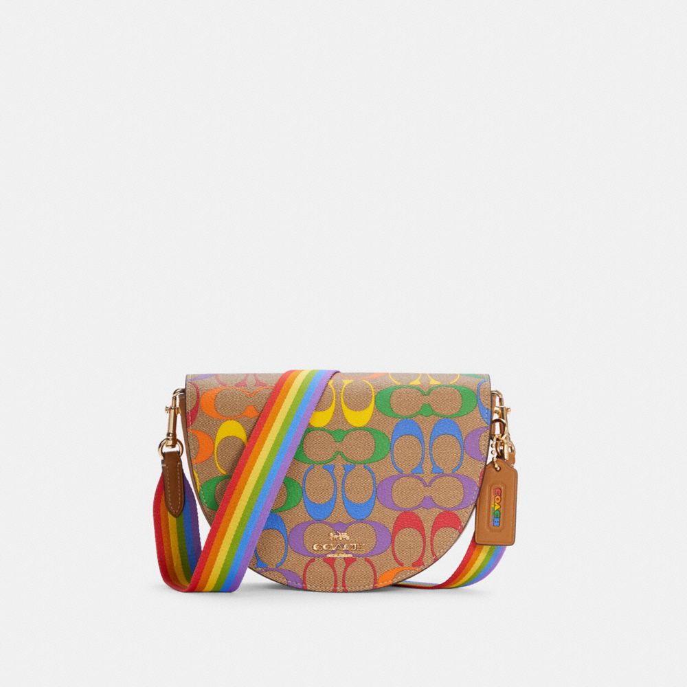 ELLEN CROSSBODY IN RAINBOW SIGNATURE CANVAS - IM/LIGHT SADDLE MULTI - COACH C4098