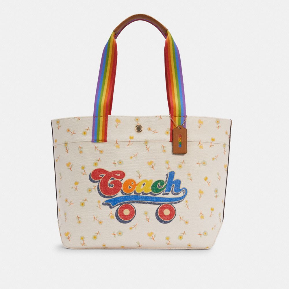TOTE WITH RAINBOW ROLLER SKATE GRAPHIC - IM/CHALK MULTI - COACH C4099
