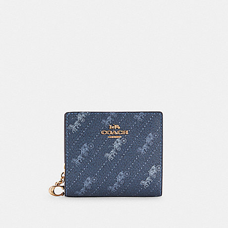 COACH C4104 SNAP WALLET WITH HORSE AND CARRIAGE DOT PRINT IM/DENIM