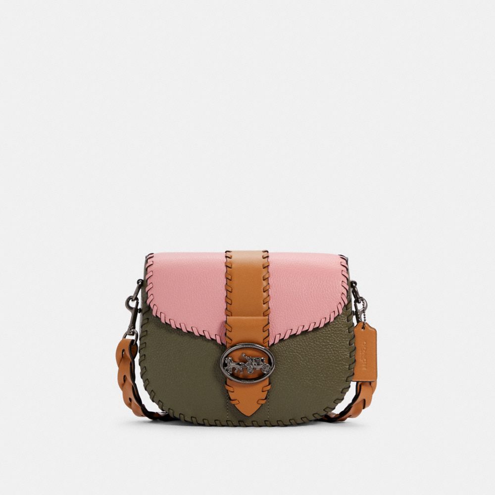 COACH C4106 GEORGIE SADDLE BAG IN COLORBLOCK WITH WHIPSTITCH QB/SURPLUS/BUBBLEGUM MULTI