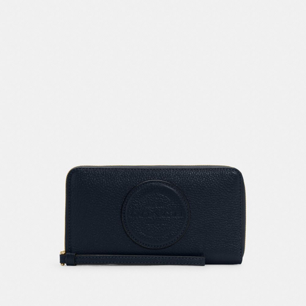 COACH C4111 Dempsey Large Phone Wallet Gold/Midnight Navy