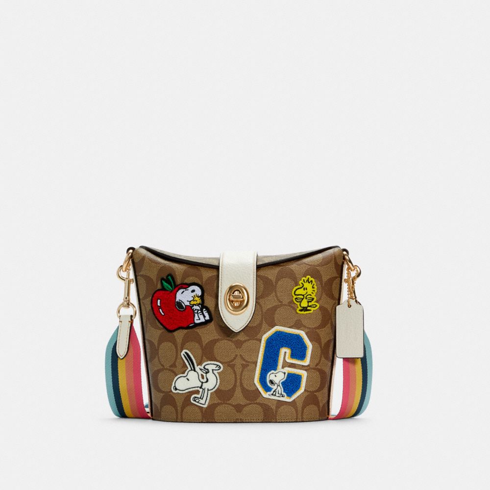 COACH C4113 - COACH X PEANUTS ADDIE CROSSBODY IN SIGNATURE CANVAS WITH VARSITY PATCHES IM/KHAKI CHALK MULTI