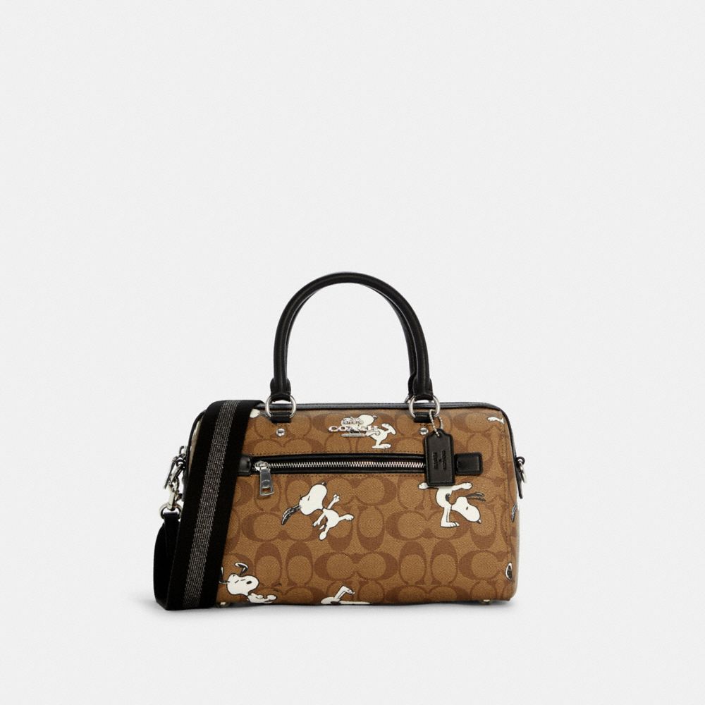 COACH X PEANUTS ROWAN SATCHEL IN SIGNATURE CANVAS WITH SNOOPY PRINT - C4118 - SV/KHAKI MULTI