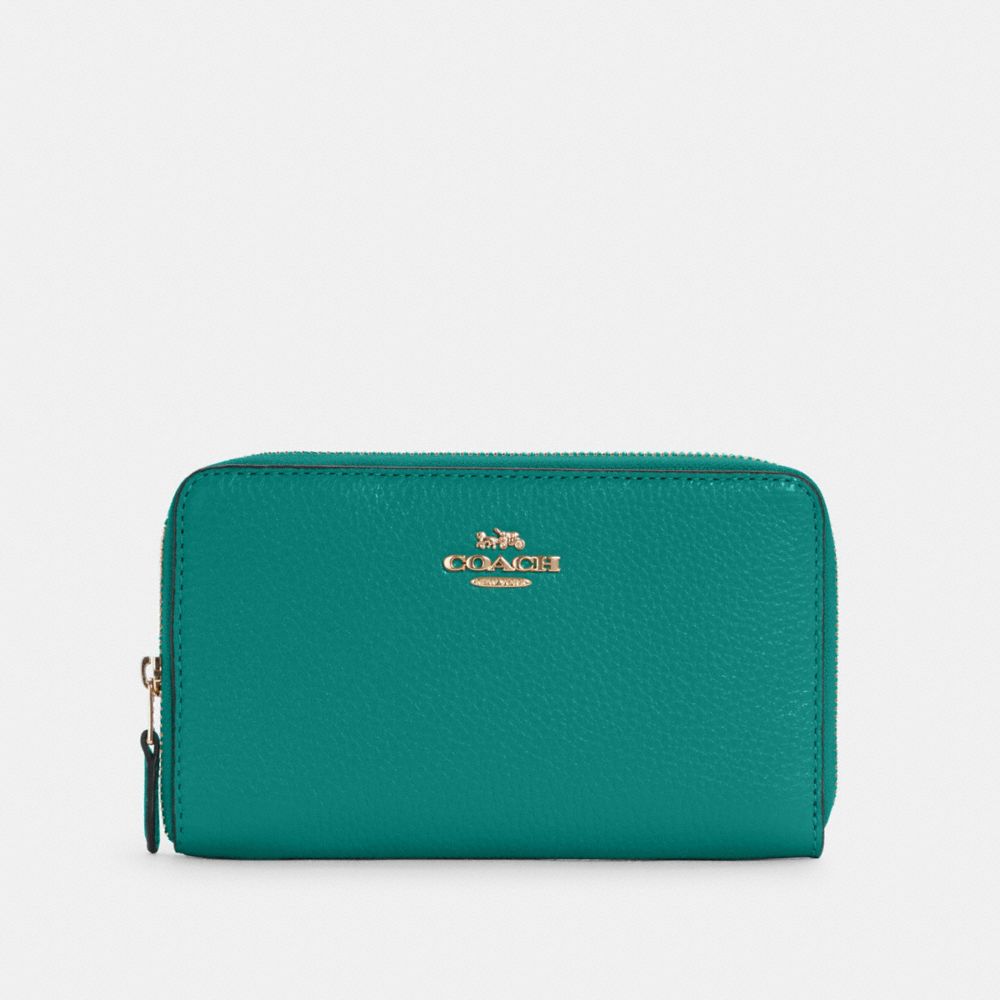 COACH C4124 MEDIUM ID ZIP WALLET IM/BRIGHT JADE