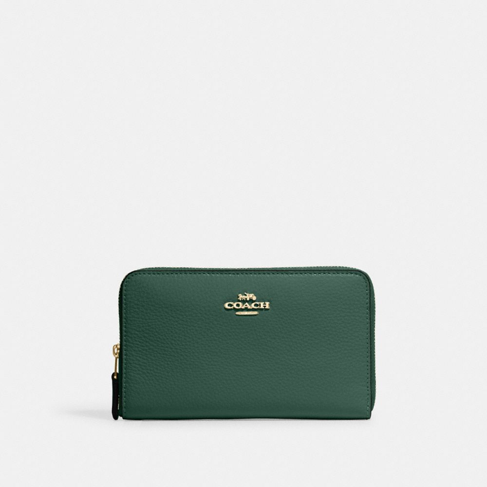 COACH C4124 Medium Id Zip Wallet Im/Dark Pine