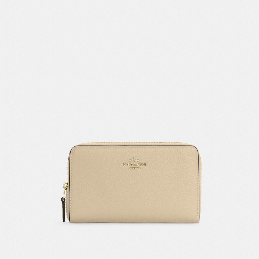 COACH C4124 Medium Id Zip Wallet GOLD/IVORY